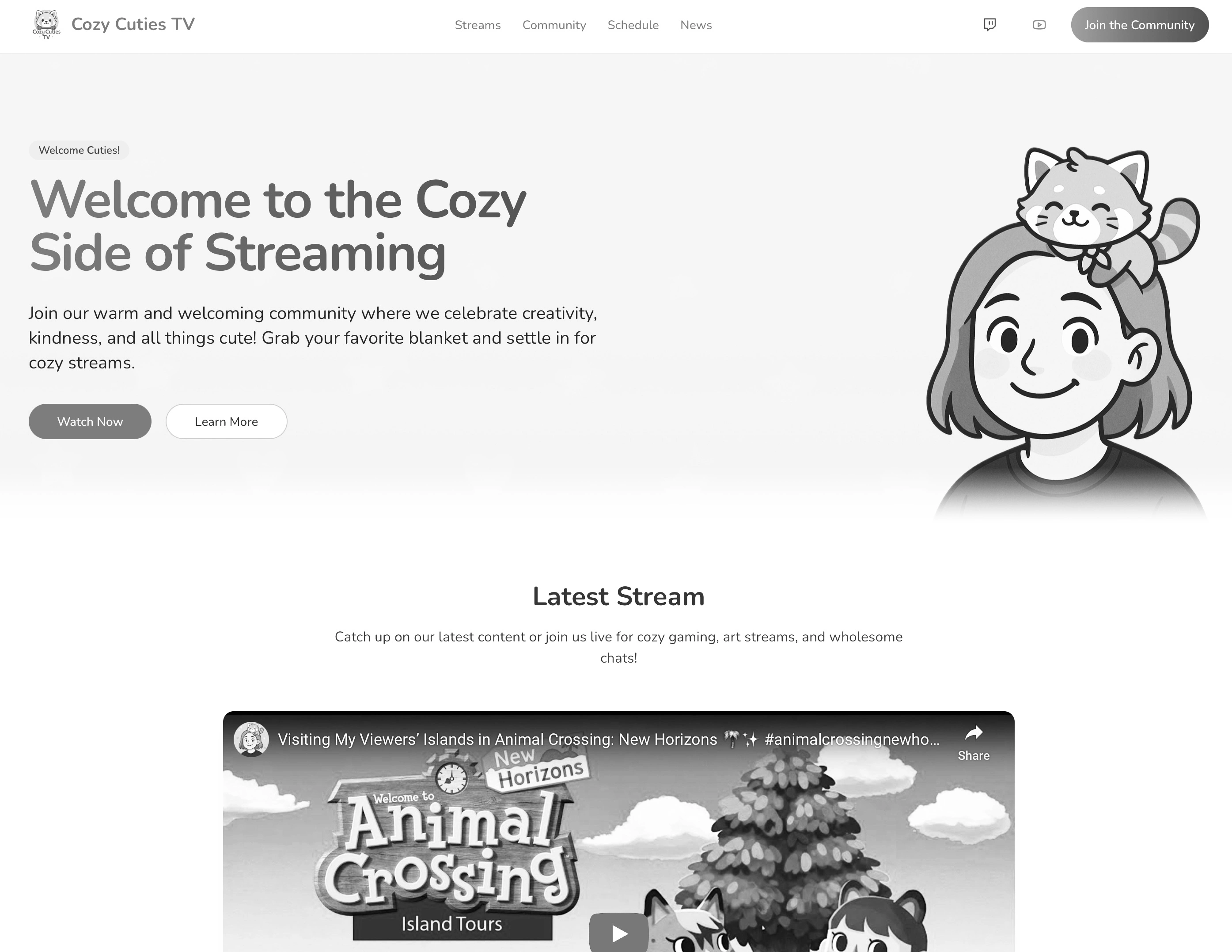 Screenshot of Cozy Cuties TV project